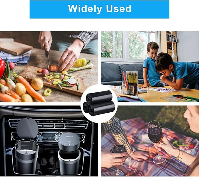 Mini Trash Bags, [9 Roll] Car Trash Bag,[PE]Mini Garbage Bags for Car Trash Can with Tear-Resistant Black Discreet Design Perfect Waste Disposal for Pet Home Office On-The-Go Travel