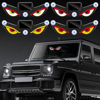 Solar Demon Eye LED Car Window Light, Waterproof Devil Eyes Light No Drill Suction Cup Dynamic Windshield Ambient Lamp, Solar USB Powered Flicker Signal Warning Lights for SUV Trucks (Type 2,1-Pack)