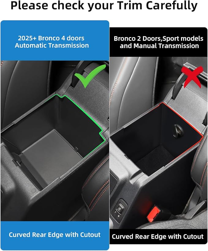 Double Layer Center Console Organizer for 2026 2025 Ford Bronco 4 Door Models (Not for 2-Door, Manual Transmission or Bronco Sport)