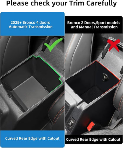 Double Layer Center Console Organizer for 2026 2025 Ford Bronco 4 Door Models (Not for 2-Door, Manual Transmission or Bronco Sport)
