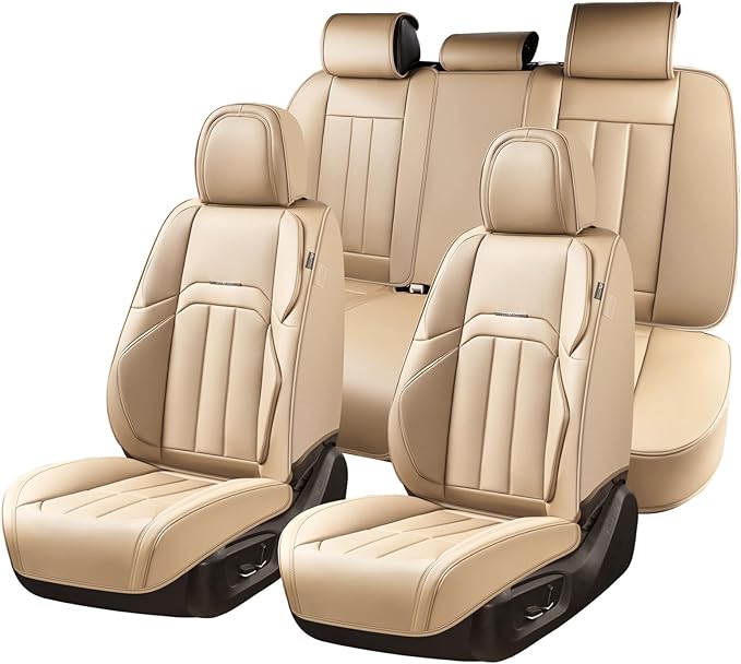 Coverado Car Seat Cover, Cover for Cars Full Seat, Premium Leather, Universal Fit Waterproof Seat Protectors, Car Seat Cushion Non-Slip for Most Cars