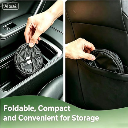 2 PCS Car Trash Can, Portable Collapsible Garbage Bin, Waterproof Mini Hanging Rubbish Bin Leakproof Trash Bag (Black)
