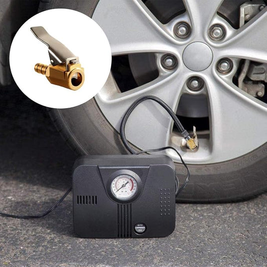 Toolwiz Lock on Air Chuck Inflate Locking with Clip, 1/4 Inch Brass Portable Tire Inflator Nozzle Presta Valve Adapter Tire Chucks Air Compressor Attatchments Hose End with Barb Connector,2pcs