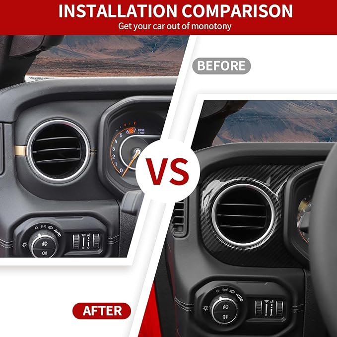 Center Console Dashboard Decorative Panel Trim Cover Kit Compatible with 2024-2026+ Jeep Wrangler JL JLU & Jeep Gladiator JT(Carbon Fiber)