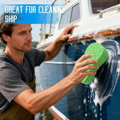 3PCS Car Wash Sponge, Heavy Duty Car Sponges for Washing, Car Accessories Large Sponges for Cleaning, Automotive Cleaning Supplies, Eco Friendly Sponge (7.68 x 3.74 x 1.38 Inch), Green