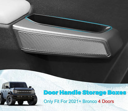 2025 Upgrade 4 PCS Door Handle Storage Box Compatible with Ford Bronco 2021-2026 (Not for Sport/2 Door) No-Slip Storage Box for Ford Bronco accessories 2021-2025 Pockets Storage to Store Minor Things