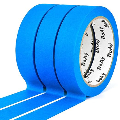 3 Pack Blue Painters Tape - Masking Tape 1 Inch Wide - Multi-Surface, Smart Adhesion, Indoor & Outdoor - 300FT Total - Paint Tape for DIY, Labeling, Art, Car, General Purpose (#3910)