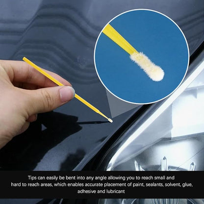 Saihisday Touch Up Paint Brushes for Automotive Paint Chip Repair Disposable Micro Applicators 2.5MM Yellow 100PCS
