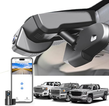 mangoal 4K Front & 2K Rear 2 Channel HDR Dash Cam, Dual STARVIS 2 IMX678 IMX675, Fit for GMC Sierra 1500 2014 2015 2016 2017 2018 2500 HD/3500 HD 2015-2019 (Model D), 5GHz WiFi, GPS, Support 512GB Max