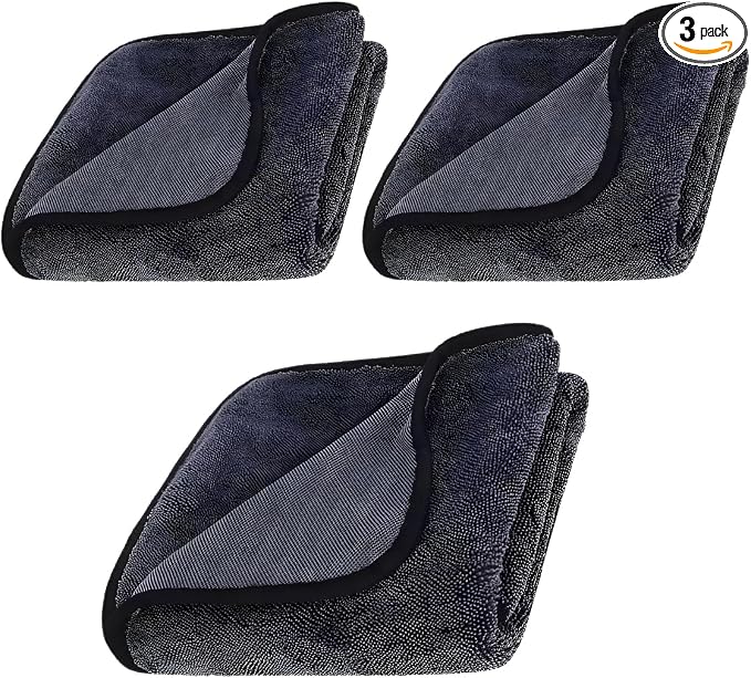 Microfiber Car Drying Towel - 16" x 24" Ultra Absorbent Cleaning Cloth with Twisted-Loop Design - Microfiber Towel for Car Detailing/Household, Without Streaks or Scratches (3PCS)
