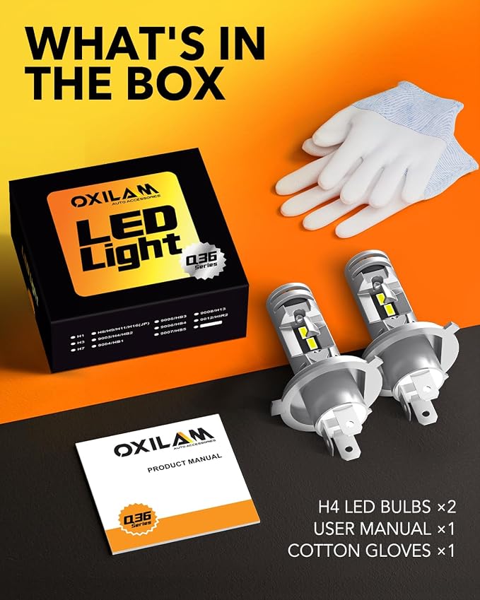 OXILAM Upgraded 9003 H4 HB2 LED Bulbs, 1000% Brightness Boost, 6500K Cool White, Direct Replacement, Pack of 2