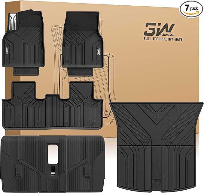 3W Floor Mats for 2025 2026 Tesla Model Y Juniper Only for Standard 5 Seat with Rear Cargo Mat & Backrest Mat TPE Anti-Slip All Weather Tesla Model Y Accessories, Vigormold™