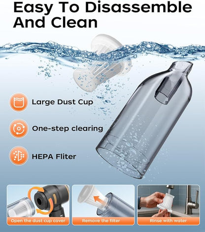 VNOST Car Vacuum,3 Suction Modes,Portable Mini Cordless Cleaner with 50000pa Suction Power,Type-C Charge,Handheld Vacuum for Home,Car,Birthday Gifts for Men Dad Husband (Black and Gold)