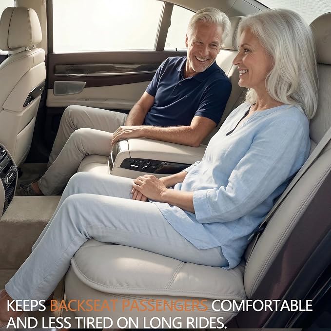 A leather rear seat cushion specially designed for cars - made by hand - can relieve pain in the buttocks, pressure points, and sciatic nerve. | Rear seat cover (Off White, Rear Seat Cushion)
