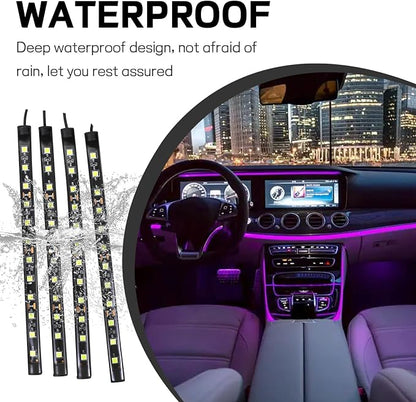 Car LED Strip Light, 12V 48 LED Interior Atmosphere Lights Under Dash Ambient Night Light, Universal Auto Interior Decorative Lamp with USB Port, Truck SUV Car Accessories (Pink Purple, USB)