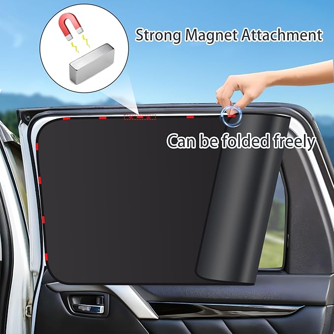 ZATOOTO Magnetic Car Window Shade 4 Pack, Car Shades for Side Windows for Sleeping Car Privacy Curtain UV Block Window Shade, Universal Size for Vehicle Sun Block Window Shade for Baby