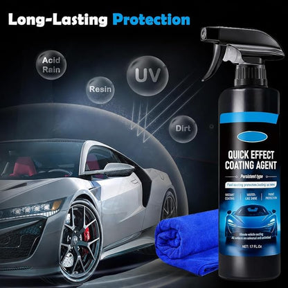 Quick Effect Coating Agent for Car - 500ML Hydrophobic Ceramic Coating Spray for Car with UV Protection, Water Beading Paint Protection, Deep Gloss Shine, Long Lasting Polish Spray Wax