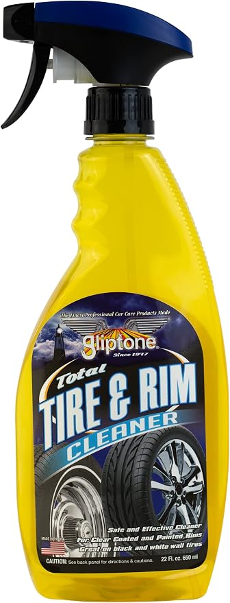 Gliptone Total Tire and Rim Cleaner Spray, 22 Fl Oz, Safe for Clear-Coated & Painted Rims, Black & White Wall Tires, Spray-On, Hose-Off, Preps Tires for Shine, Professional Strength Formula