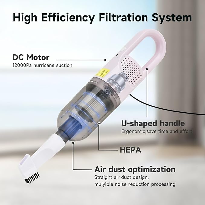 Corded Handheld Vacuum Cleaner,Ultra-Lightweight Mini Portable Vacuums for Home, 6 in 1 Stick Vac Cleaners for Car,Pet Hair(White Corded)