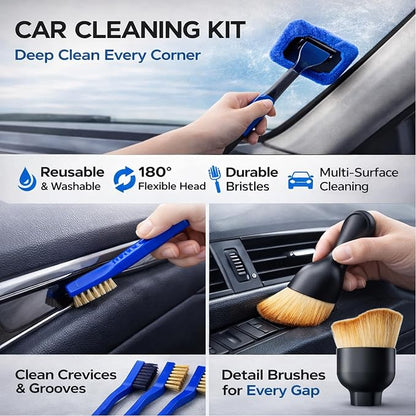 36Pcs Car Detailing Kit, Car Detailing Brush Set, Car Wash Cleaning Kit, Car Detailing Brushes, Professional Car Care Kit for Interior Exterior Wheels, Blue