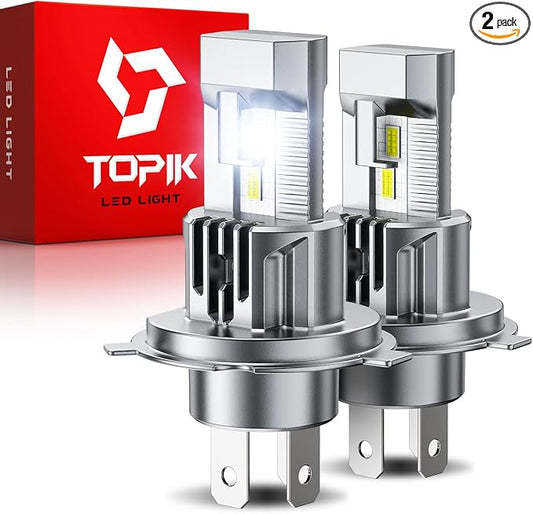 TOPIK H4/9003/HB2 LED Light Bulbs 42,000LM 900% Super Brightness, 50,000Hrs Lifespan, 360° Lighting, 3 Min Install CANBUS Ready Fog Light Bulbs, Pack of 2