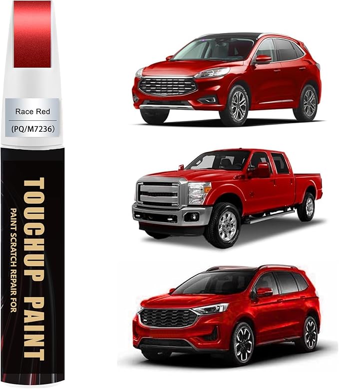 Race Red(PQ/M7236) Car Paint Touch Up Pen Compatible with Ford, 2-In-1 Color Accurate Touch Up Car Scratch Repair Paint Match Ford Series Premium Automotive Scratch Remover for Nicks & Chips Repair