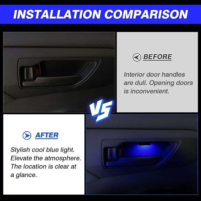 Powerty Compatible with LED Light 2020-2025 2026 Toyota Highlander Accessories Inner Door Handle Bowl Mood Lighting Decorative Interior Lamp 4PCS Blue
