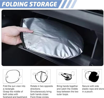 Pink Bow Car Windshield Sun Shade, Foldable UV Protection Window Sunshade with Silver Edging & Storage Pouch, Auto Interior Accessories for Sedan, SUV & Hatchback
