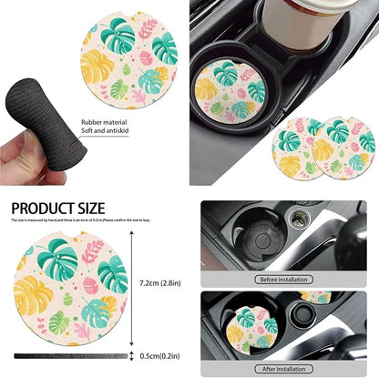Color Monstera 10 Pack Car Seat Covers, Hawaii Tropical Plants Front Rear Seat Covers Steering Wheel Protector 2 Seatbelt Pad Coasters, Summer Vacation Auto Accessories