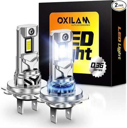 OXILAM H7 LED Light Bulb For Fog, 65000LM 80W 2026 New version, Wireless Non-polarity 6500K, 1:1 Size Easy Installation, 2 Pac