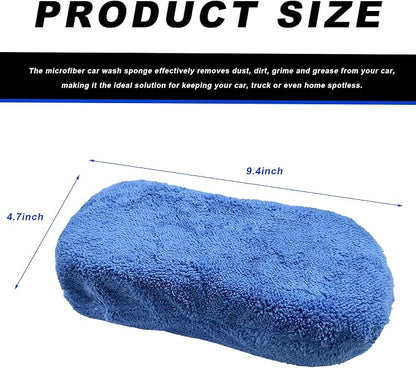 Car Wash Sponge, Large Microfiber Applicator Pad Non-Scratch Detailing Foam, Extra Absorbent Cleaning Sponge Universal Washing Supplies for Cars Trucks Motorcycles (Blue)