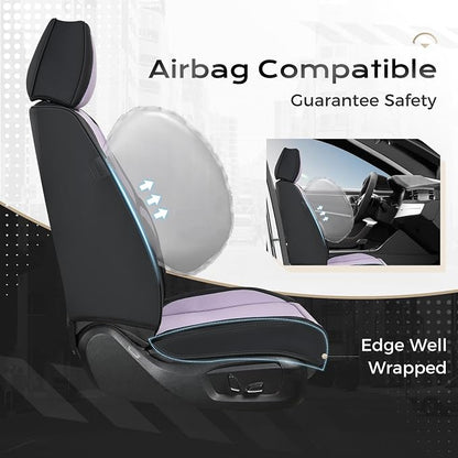 Coverado Seat Covers, Car Seat Covers Full Set, Leather Seat Covers for Cars, Car Seat Protector, Black Car Seat Covers Front Seats and Back Seats Universal Fit for Most Cars Purple