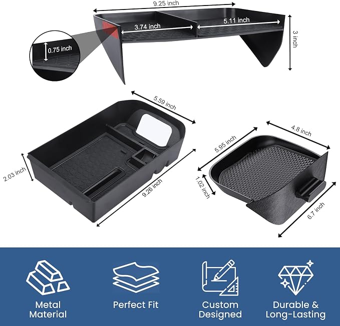 DIAMOOKY Upgraded Center Console Organizer Compatible with Toyota RAV4 2025 2024 2023 2022 2021 2020 2019 Interior Accessories, Gear Shift Storage Tray Drivers Side Cubby Drawer Storage Box - 3pcs