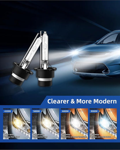 Sinoparcel D2S Xenon HID Headlight Bulbs - 6000K 35W High Low Beam 66240 85122UB 66040 Replacement Lights -Pack of 2