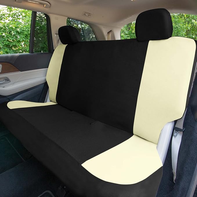 Universal Fit Chevron Flat Cloth Car Seat Covers Full Set - Beige