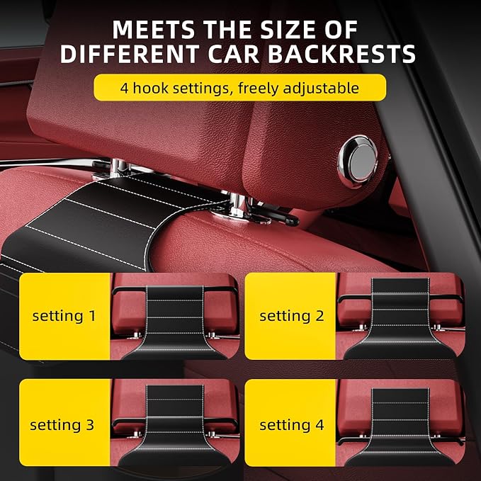 Back Seat Car Organizer with One Towel Leather Wood Materials Car Back Seat Storage Box 2 Drink Cup Holder Tissue Box for Hold Phone Drinks Handbag Compatible with Most Vehicles (Black)