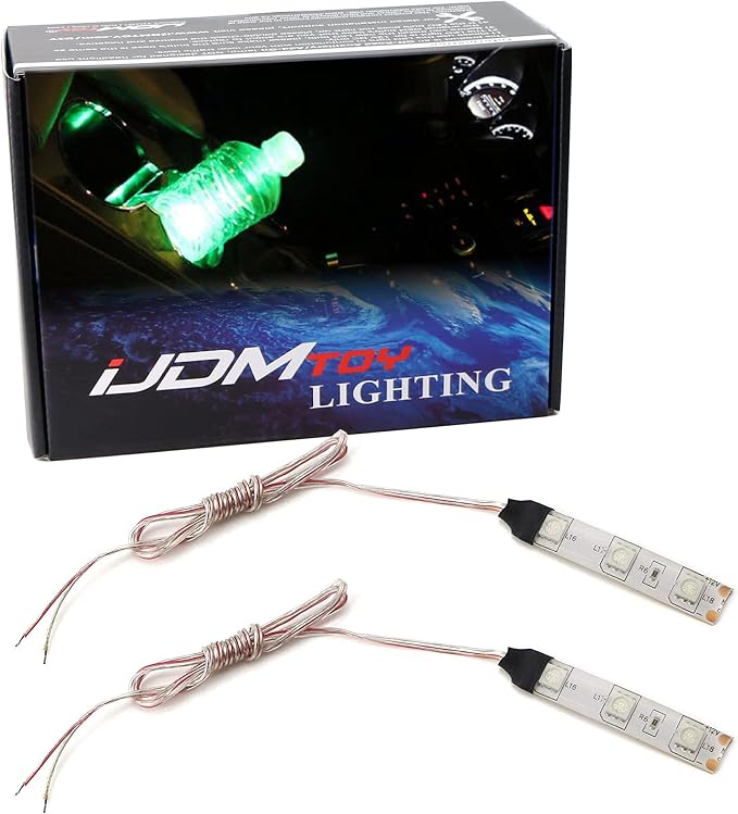 iJDMTOY 3-SMD LED Cup Holder, Glove Box, Ashtray Accent Lighting Strip Lights, Emerald Green