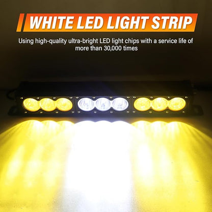 AUXTINGS 17 inch Single Row Dual Color LED Light Bar 90W Off Road Light Bar White Amber Combo LED Work Light Truck UTV 4x4 Cars SUVs ATVs Boats Fog Driving Light with Wiring Harness kit