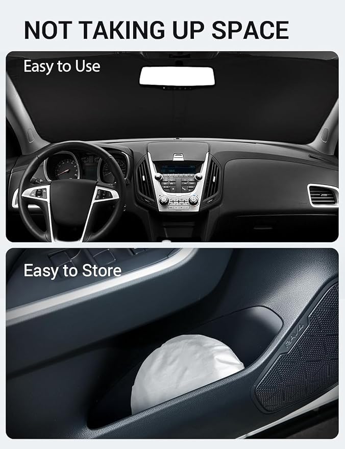 Proadsy 2026 Upgrade Windshield Sun Shade Custom Fit 2010-2017 Equinox Foldable Front Sunshade Protector Sun Visor Blocks UV Rays Keep Car Cooler