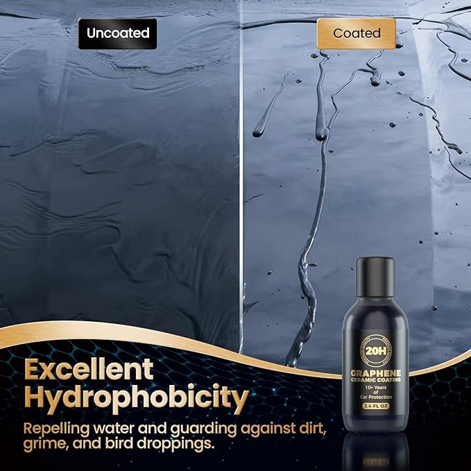 20H Advanced Nano Graphene Ceramic Coating for Cars 70ml (10+ Yrs Protection), Unique UV Technology & Extremely Hydrophobic Car Ceramic Coating Kit for Auto Detailing, Paint & Wheel Protection