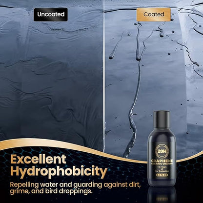 20H Advanced Nano Graphene Ceramic Coating for Cars 70ml (10+ Yrs Protection), Unique UV Technology & Extremely Hydrophobic Car Ceramic Coating Kit for Auto Detailing, Paint & Wheel Protection