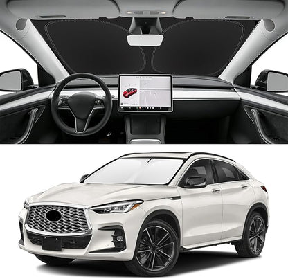 Custom Fit Windshield Sun Shade for Infiniti QX55 2022-2025, Blocks UV & Heat, Front Window Sunshade Accessories, Easy Fold & Store Keep Your Car Cooler