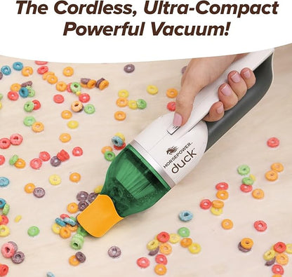 Horsepower Duck Compact Cordless Vacuum, Ultra-Powerful Upgraded Battery for Extra-Long Run Time, AS SEEN ON TV, Strong Suction, Easy to Store, Portable & Rechargeable. Home & Auto (Duck Basic)
