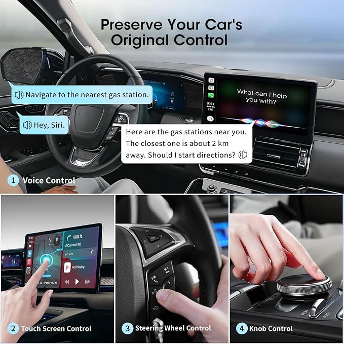 Wireless Carplay Adapter for iPhone, Convert Wired to Apple Carplay Wireless Adapter, Mini Size, Plug and Play, Connection Stable No Delay Car Play for iPhone (General Models)