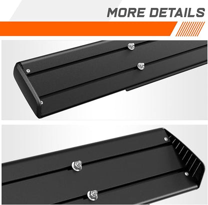 [Pair] 6.7 Inch Aluminum Full Black Running Boards Side Steps Compatible with 07-19 Chevy Silverado/GMC Sierra Crew Cab