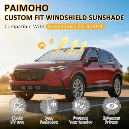 Thickened Windshield Sun Shade for Honda CRV 2023-2026 CR-V | Accordion Front Window Sunshade Aluminum Reflective UV Protection Shield, Foldable Sun Visor with Storage Bag Car accessories