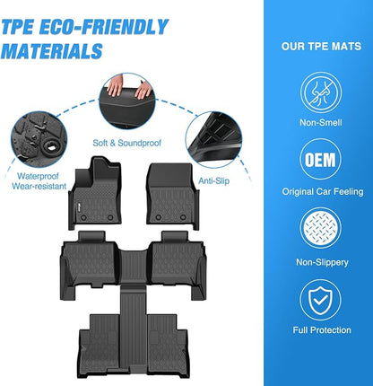 Nilight TPE Floor Mats for Toyota Sequoia 2023 2024 2025 2026 All Weather Custom Fit Heavy Duty Floor Liners