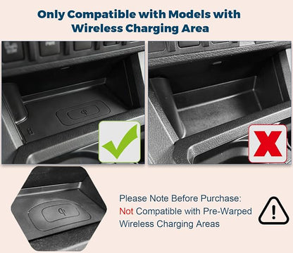 GZSH Hidden Front Center Console Cover fit for Toyota Tacoma 2016-2023 (3RD GEN Tacoma) Anti-Drop Privacy ABS Plastic Center Console Cover with Isolation Charging pad (Only fit for Wireless Charging)