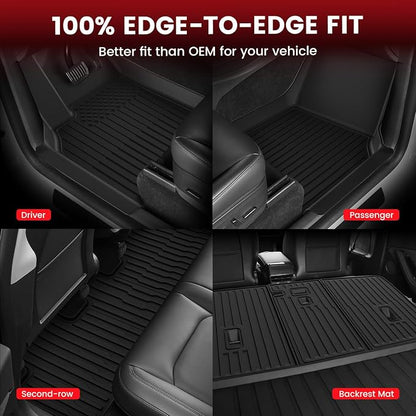 LASFIT 10PCS Floor Mats for Tesla Model Y Juniper 2026 2025, TPE Custom Fit All Weather Model Y Juniper Accessories with Cargo Mat Trunk Mats Full Set (Not Fit Standard Range)