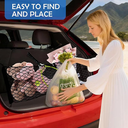 Envelope Style Cargo Net for 2018-2025 2026 Chevy Traverse Accessories, Rear Trunk SUV Mesh Cargo Net, Upgraded 5mm Bungee & Double-Layer Nylon Storage Tailgate Netting Grocery&Tools Holder Organizer